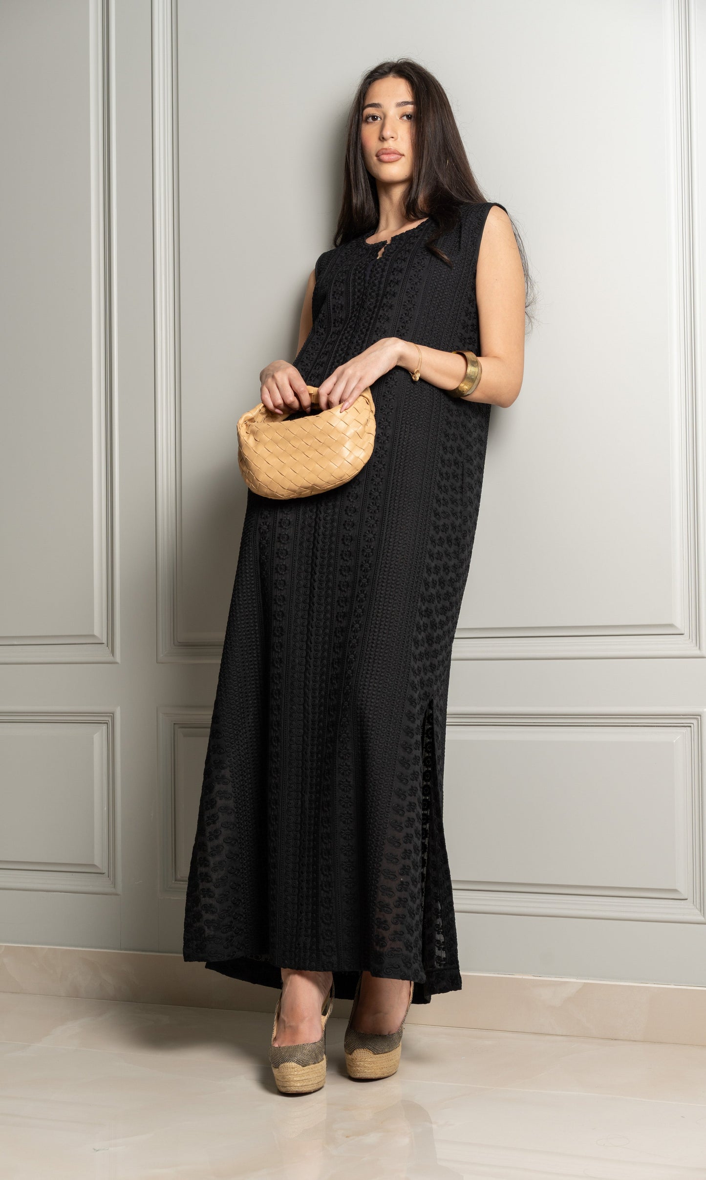 Reem Al Musallam Black Linen Dress